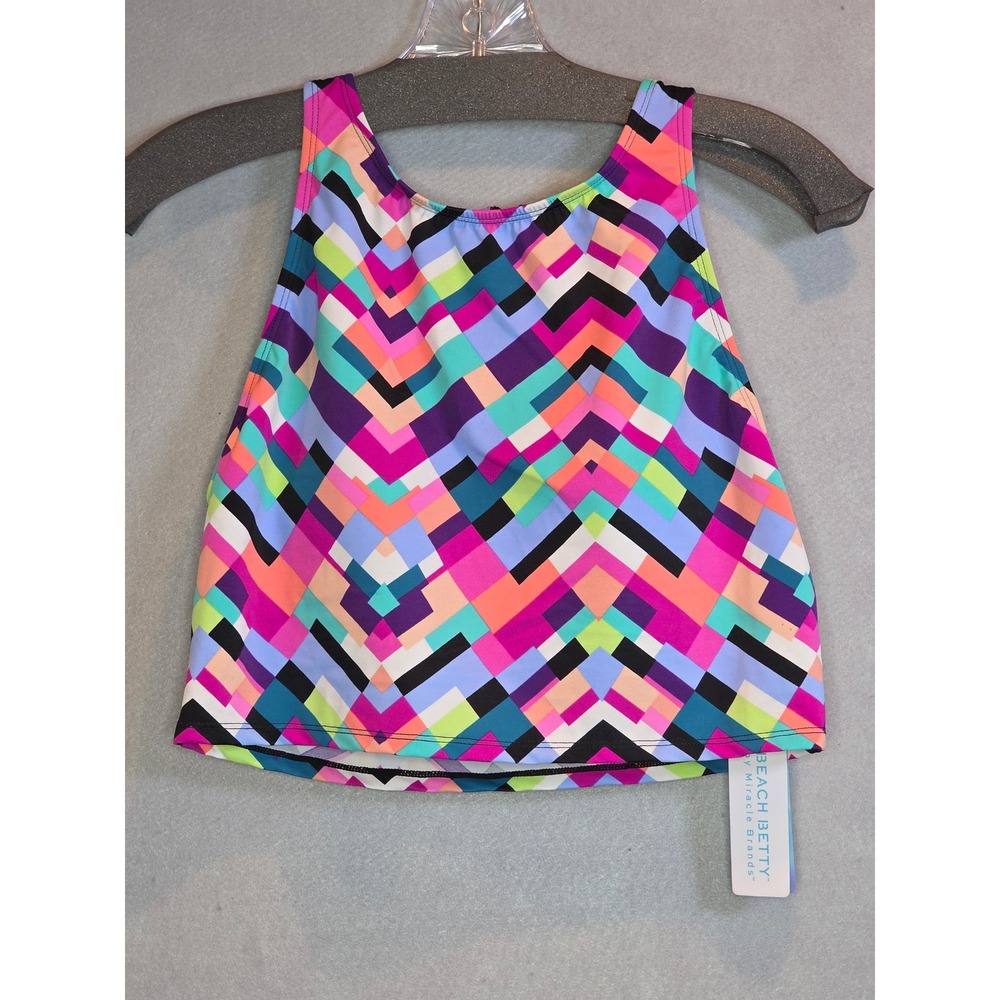 Beach Betty by Miracle Brands Geometric Swim Top Large Multi-Color 670515 NWT